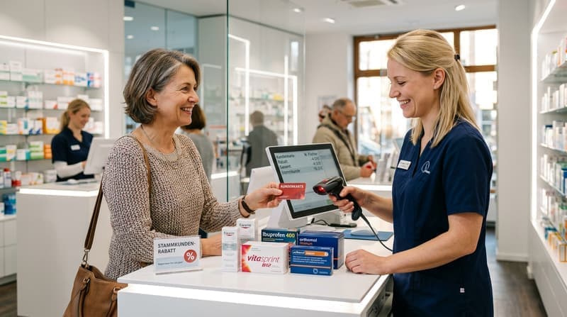 Stammkundin erhält Rabatt mit Kundenkarte